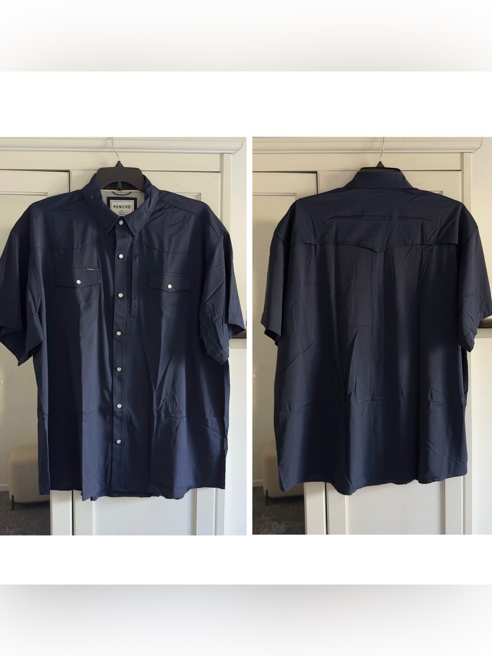 Poncho The Del Mar Short Sleeve Shirt in Navy Men's Size XXL Regular Fit